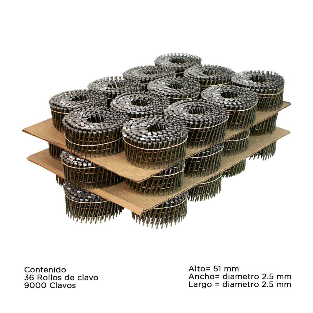 2 in. x 0.099 in. Metal Coil Nails (9000 per box)