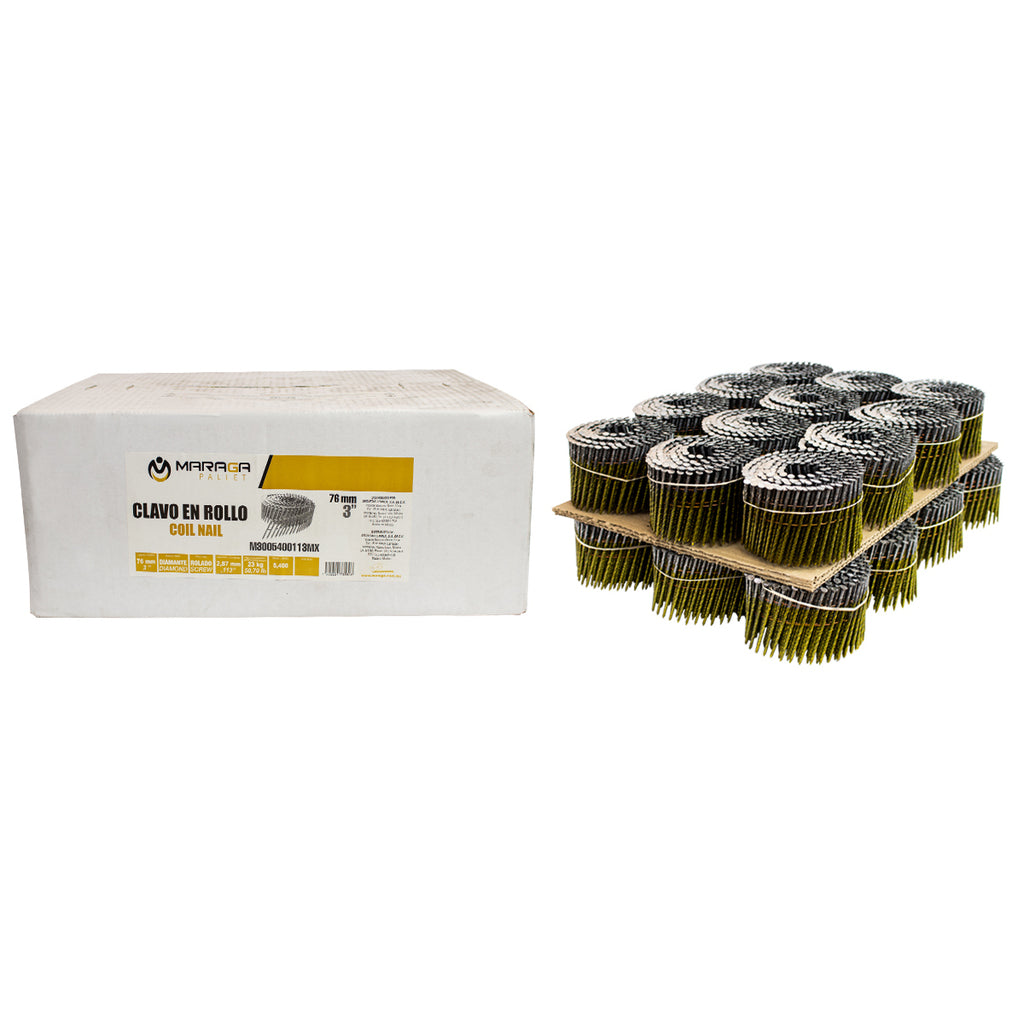 3 in. x 0.113 in. Metal Coil Nails (5400 per box)