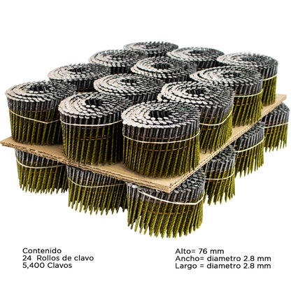 3 in. x 0.113 in. Metal Coil Nails (5400 per box)